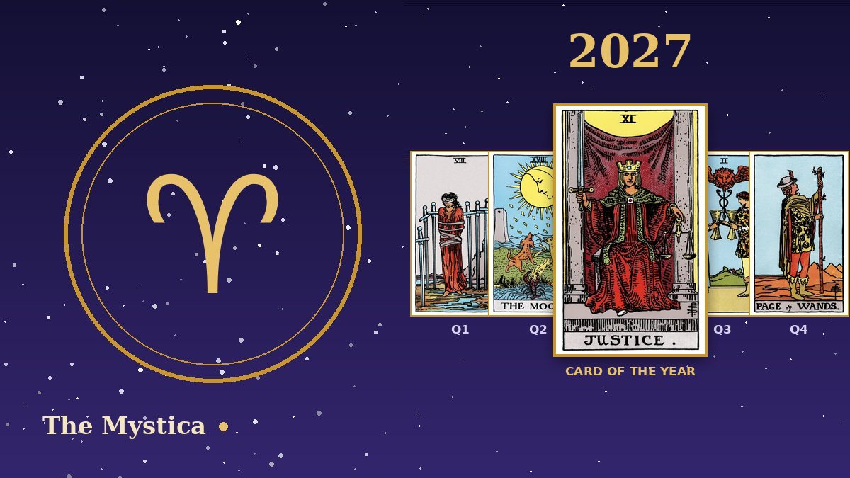 Aries tarot horoscope 2027: Justice as the card of the year and a card for each quarter