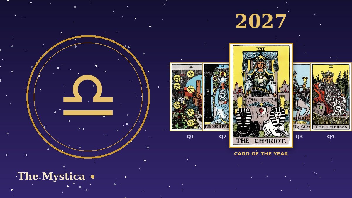 Libra tarot horoscope 2027: The Chariot as the card of the year and a card for each quarter