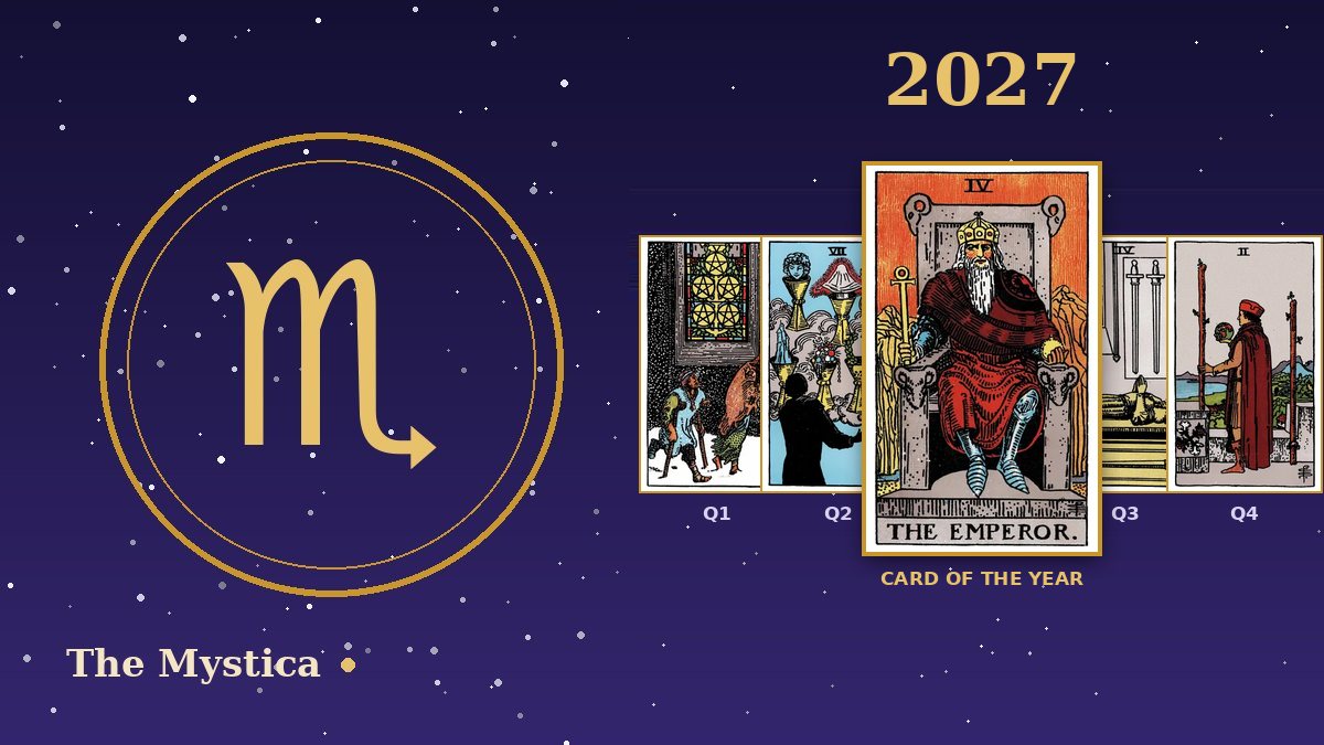 Scorpio tarot horoscope 2027: The Emperor as the card of the year and a card for each quarter